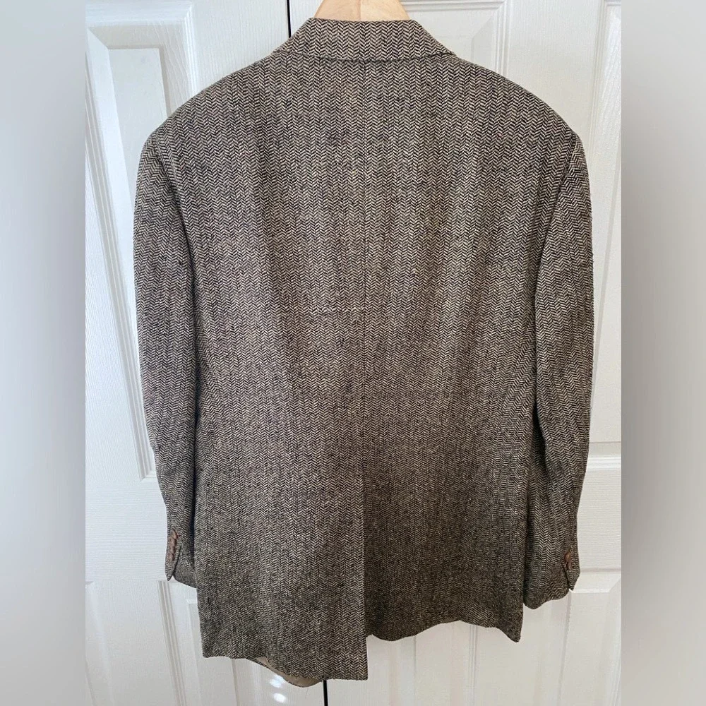 VINTAGE‎ Union Made Polo University Club Black/Tan Herringbone Tweed Blazer 42